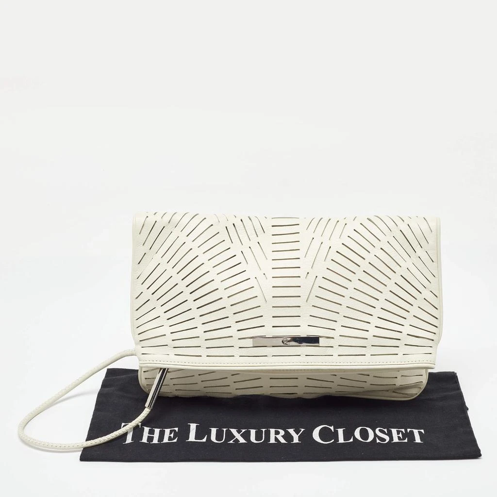 Alexander McQueen McQ by Alexander McQueen Off White Laser Cut Fold Over Clutch 9