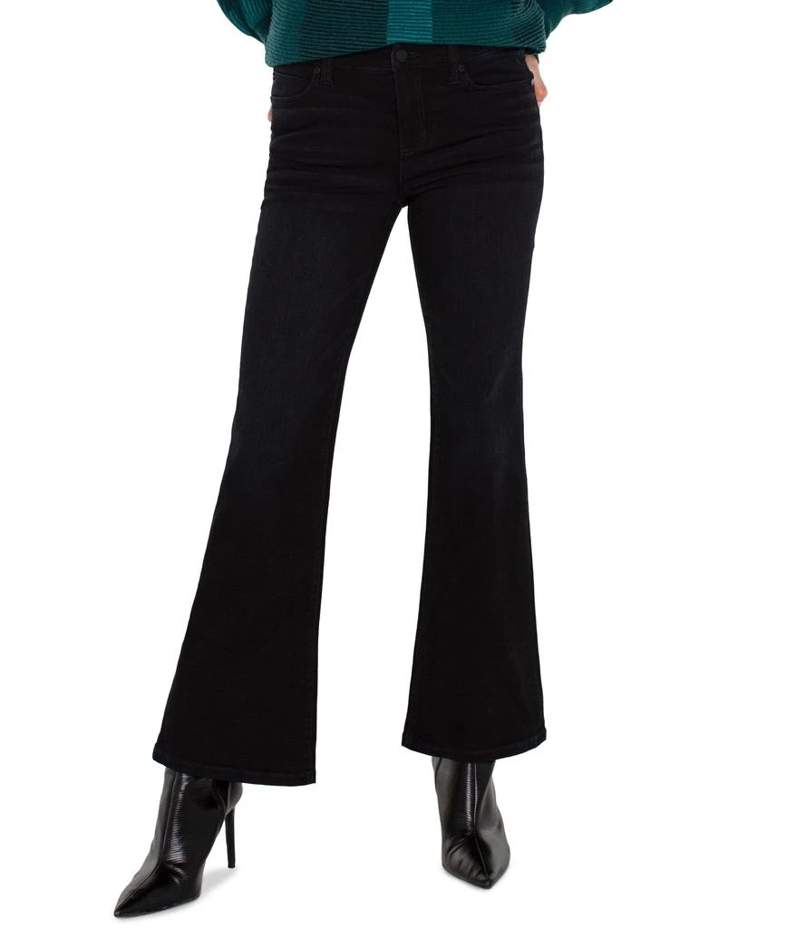 Liverpool Los Angeles Hannah Flare Mid Rise Blue Black Denim in Apollo 1