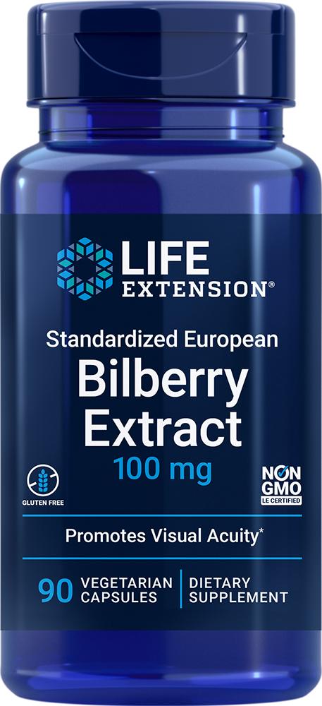 Life Extension Standardized European Bilberry Extract, 90 vegetarian - 100 mg (100 mg, 90 vegetarian capsules), Life Extension