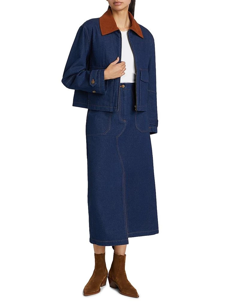 If Only Studio Corduroy-Collar Denim Jacket 2