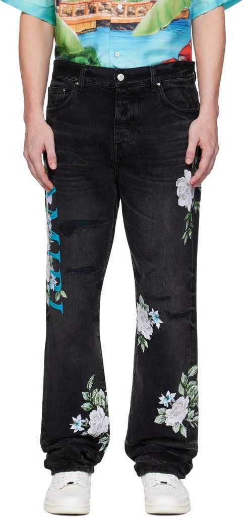 AMIRI Black Embroidered Jeans 1
