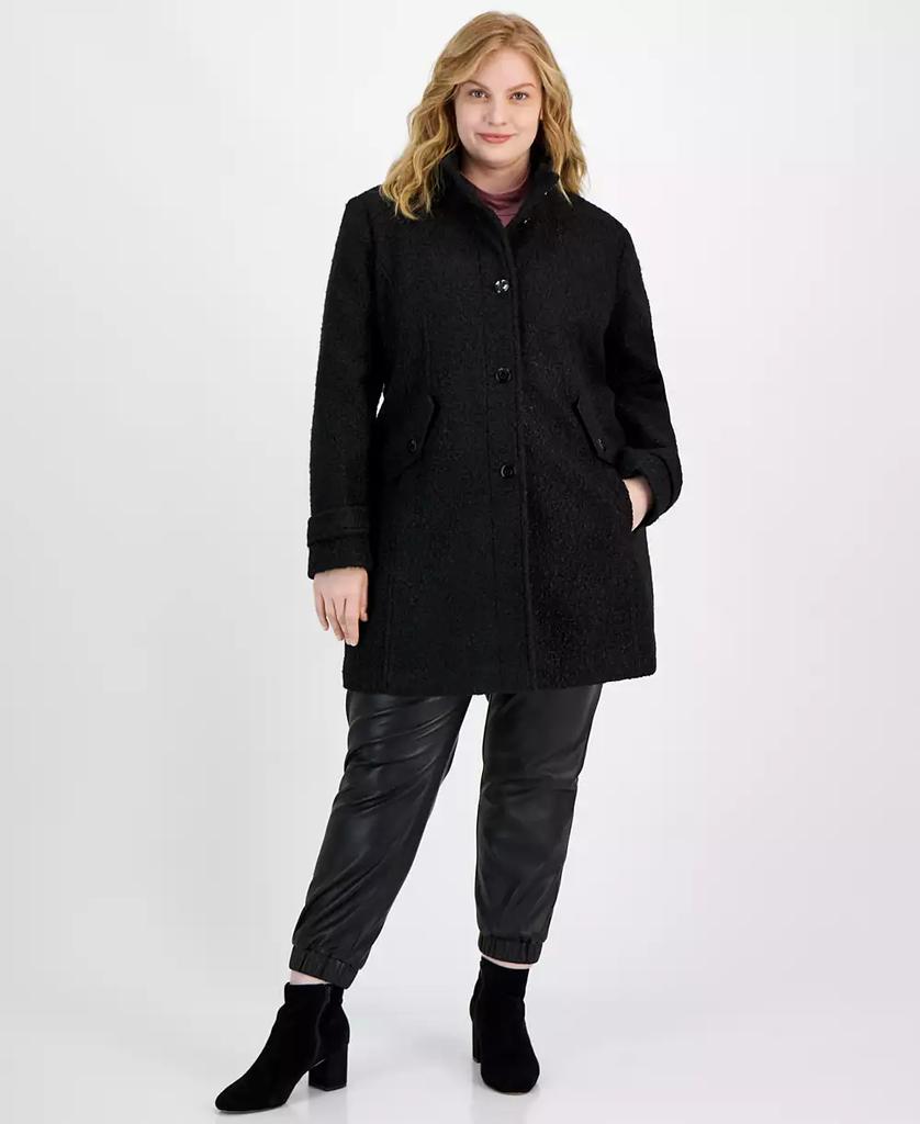 Maralyn & Me Trendy Plus Size Single-Breasted Bouclé Walker Coat