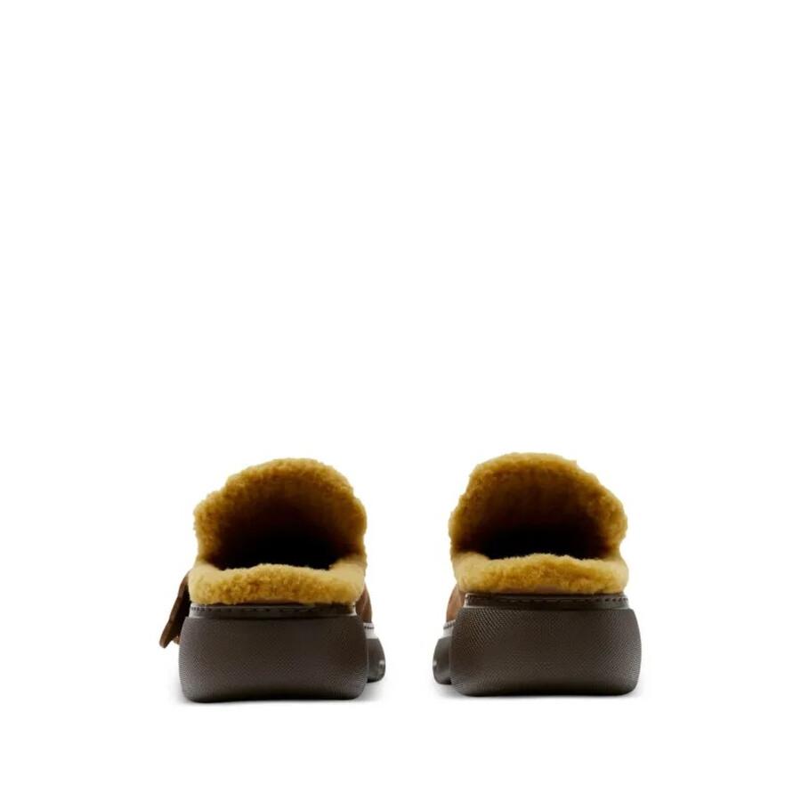 Burberry Stony Suede and Shearling Stony Mules