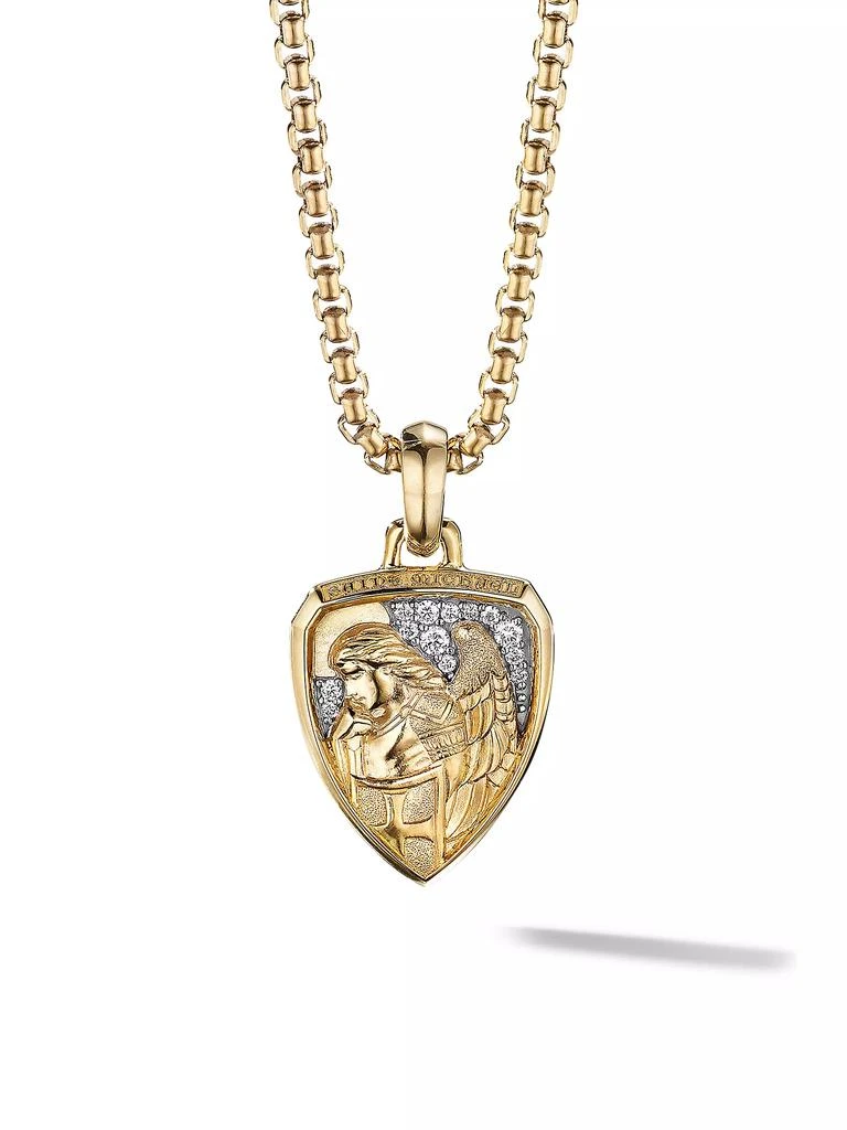 David Yurman St. Michael Amulet in 18K Yellow Gold with Diamonds, 27.5MM 1