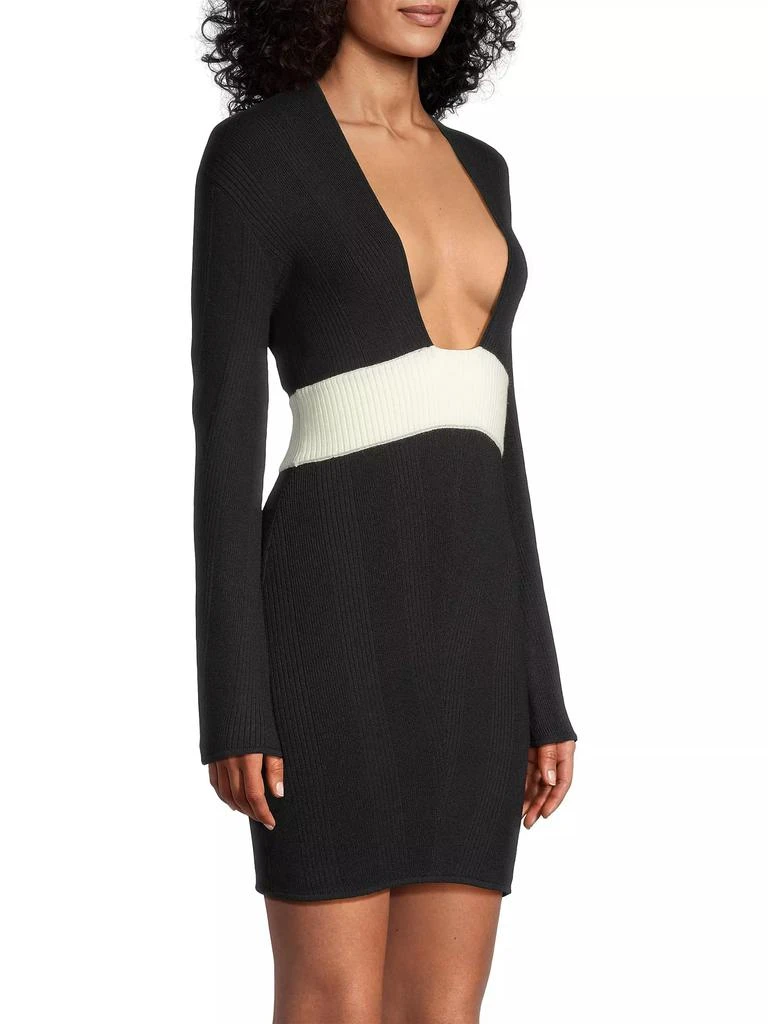 Victor Glemaud Plunging U-Neck Rib-Knit Minidress 4