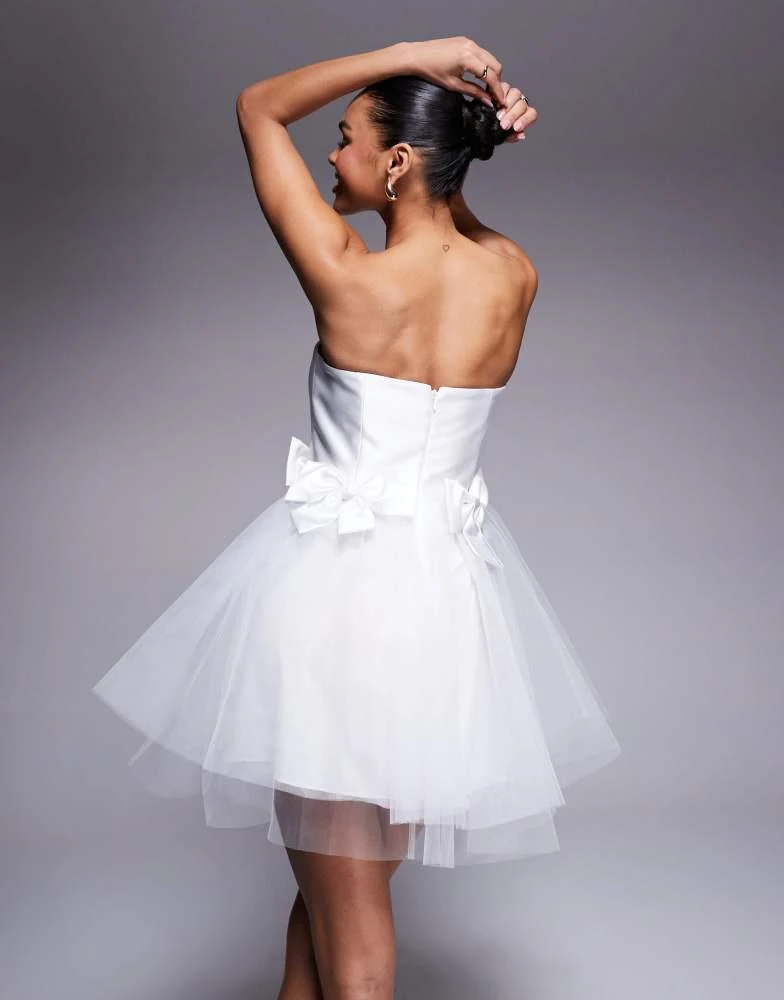 Forever New Forever New Bridal bow tulle mini dress in ivory 4