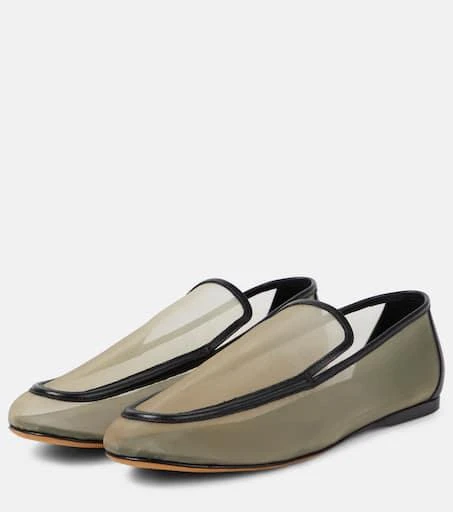 Khaite Alessia leather-trimmed mesh loafers 5