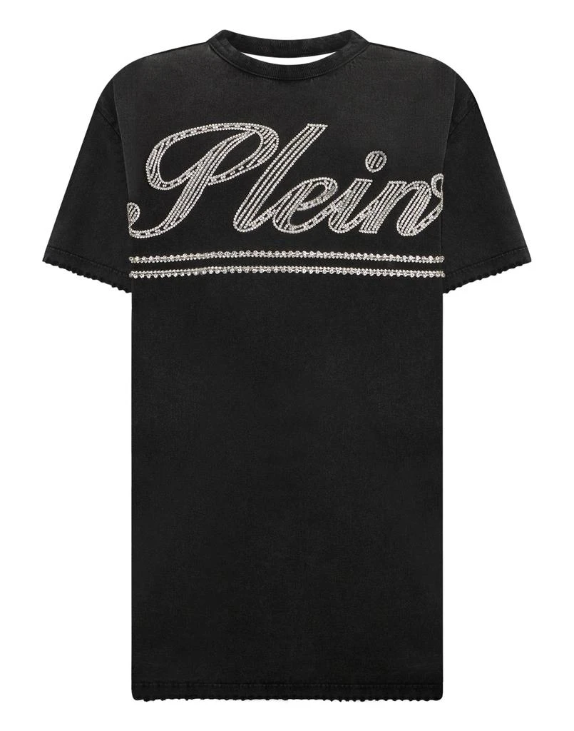 Philipp Plein Open Back T-Shirt Dress Strass Signature 1