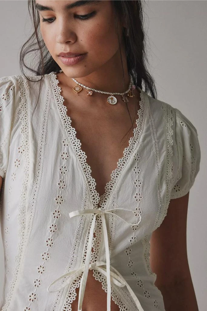 Kimchi Blue Kimchi Blue Secret Garden Eyelet Lace Tie-Front Bed Jacket 2