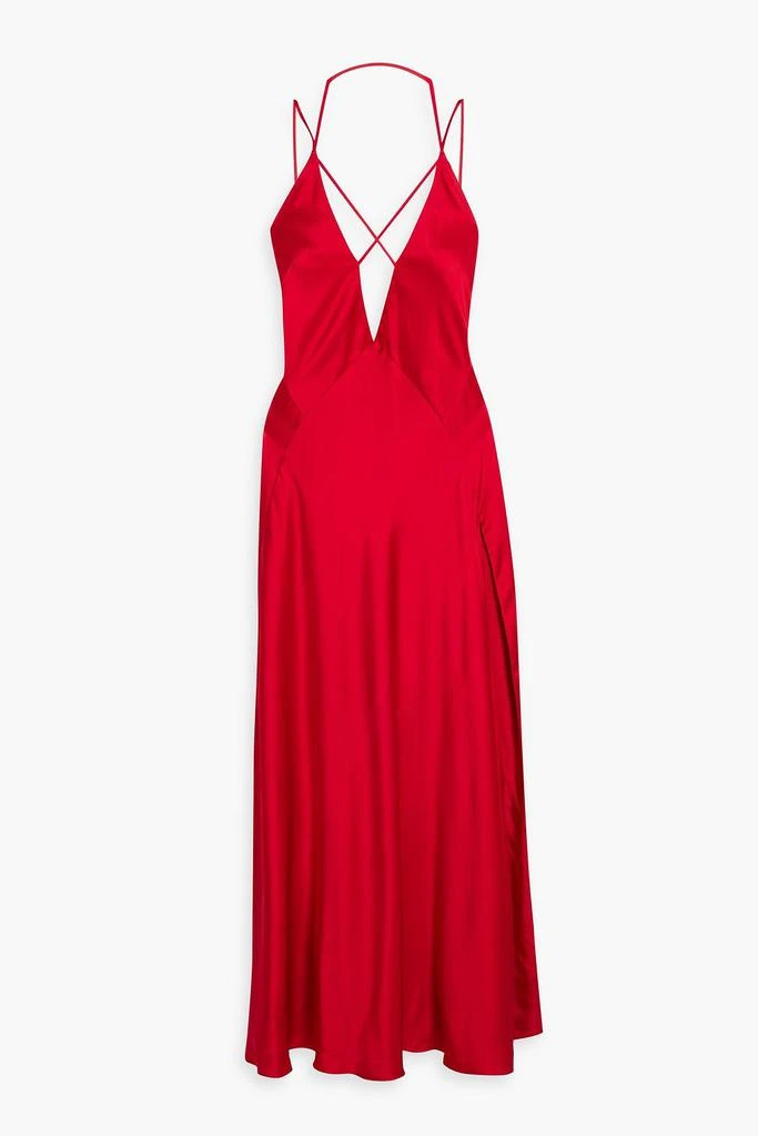 Michelle Mason Strap-detailed silk-satin maxi dress 1