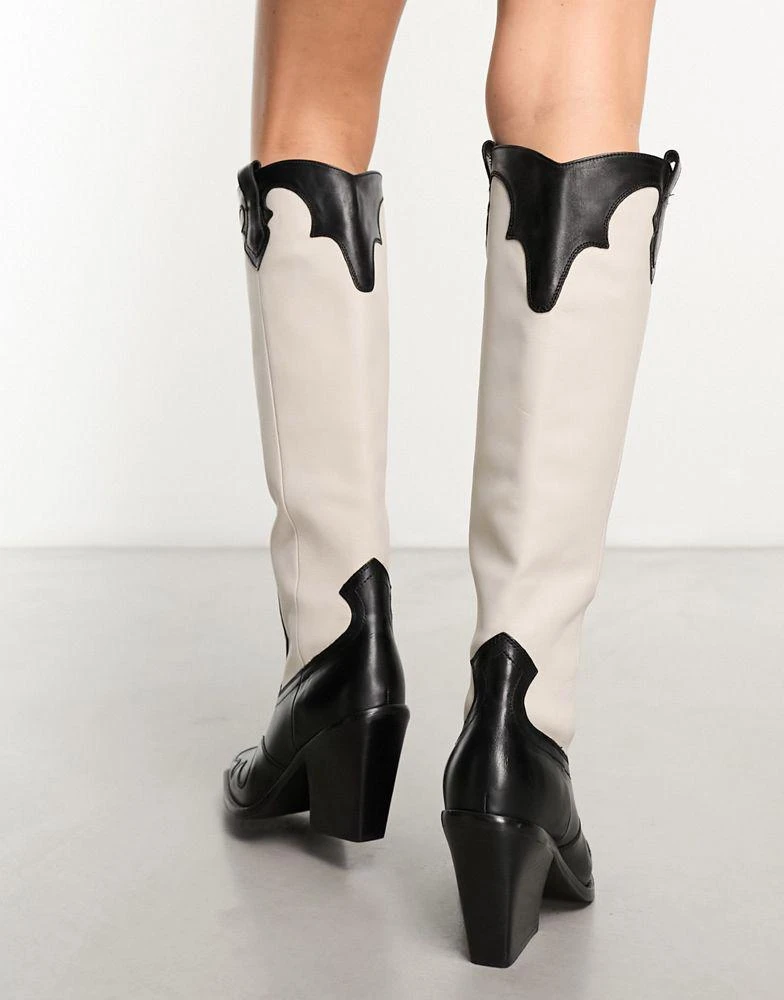 Bronx Bronx New Kole western knee boots in black/off white leather 2