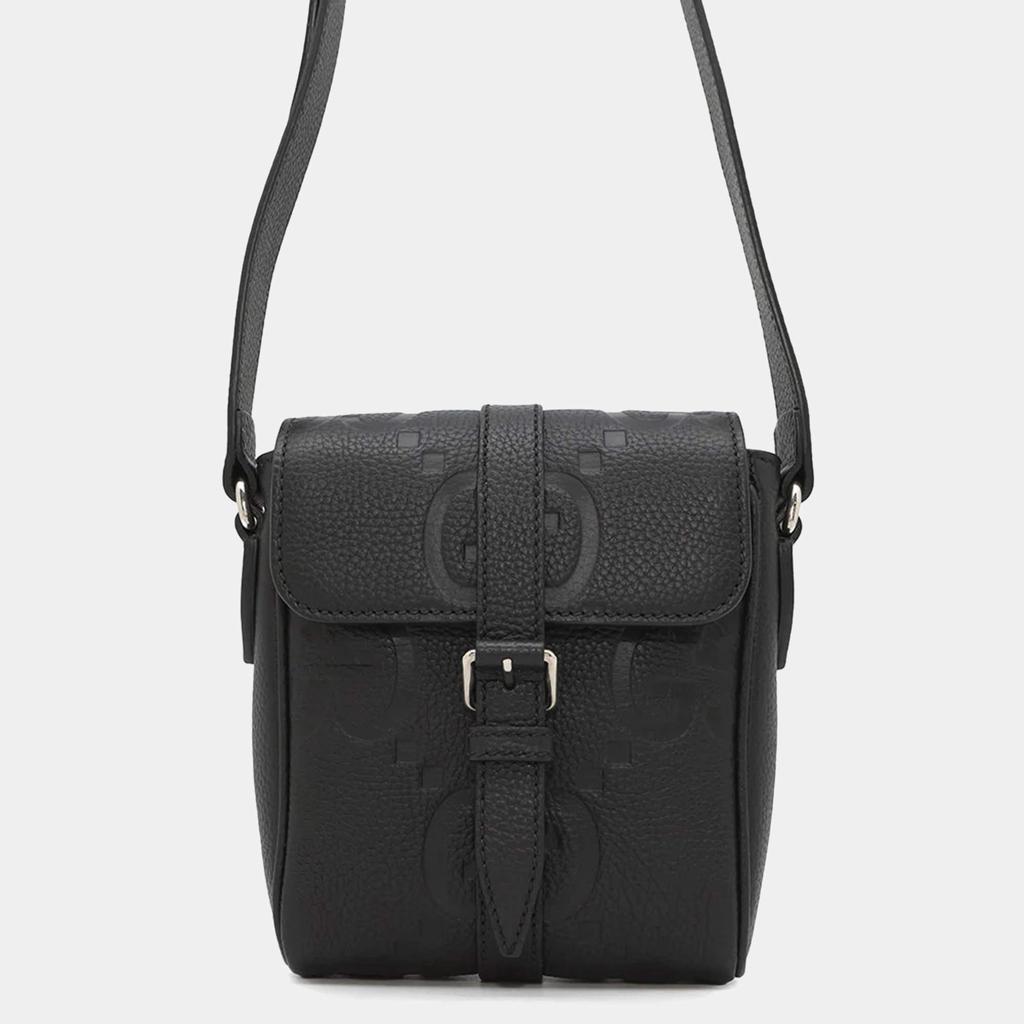 Gucci Gucci Jumbo Gg Messenger Bag Black Leather Size Small
