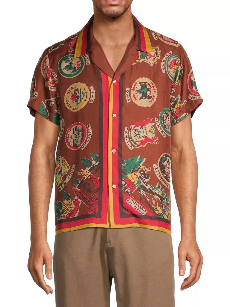 Bode State Seal Graphic Silk Camp Shirt 3