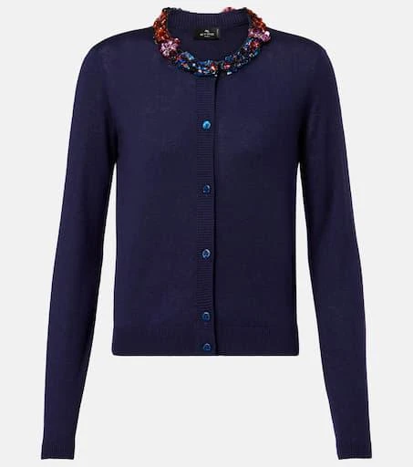ETRO Embellished silk and cashmere cardigan 1