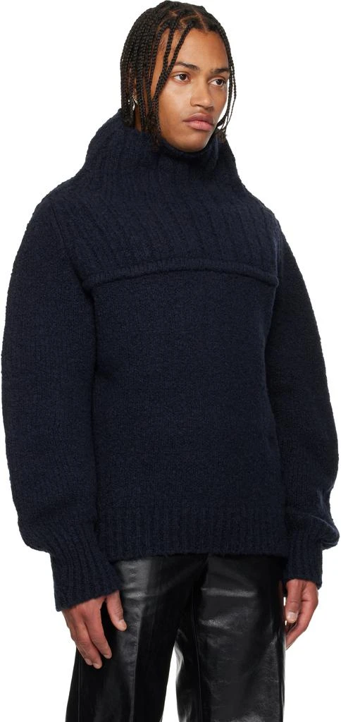 Dries Van Noten Navy Oversized Wool Turtleneck 2