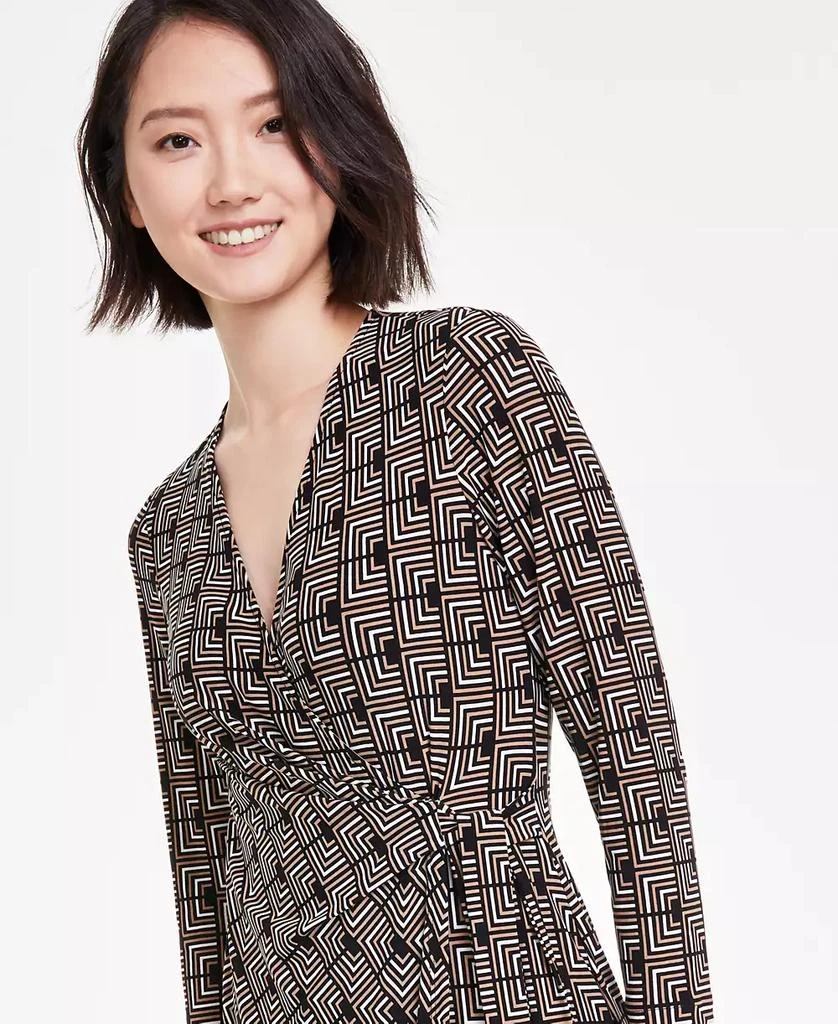 Anne Klein Petite Printed Faux-Wrap 3/4-Sleeve Dress 4