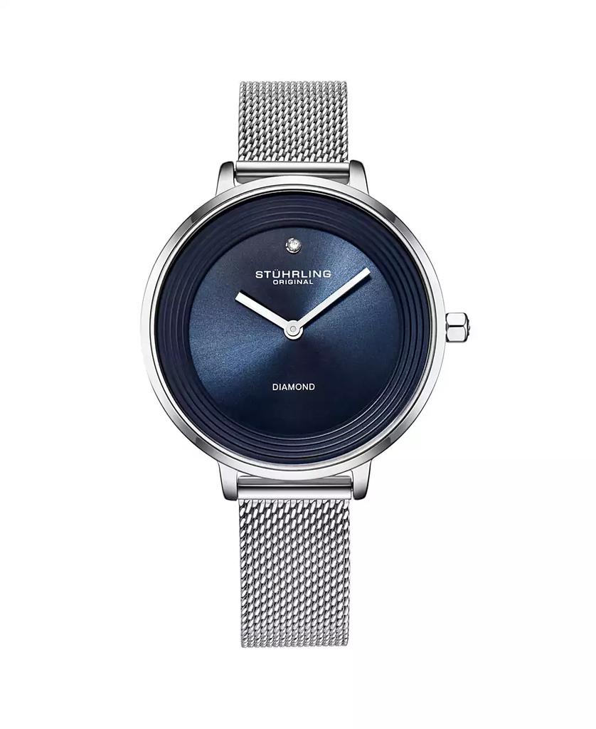 Stuhrling Women's Silver Tone Mesh Stainless Steel Bracelet Watch 37mm