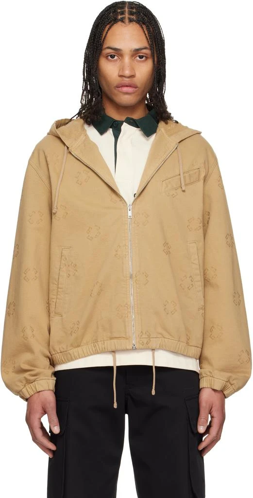 Givenchy Tan Monogram 72 Zipped Denim Jacket 1