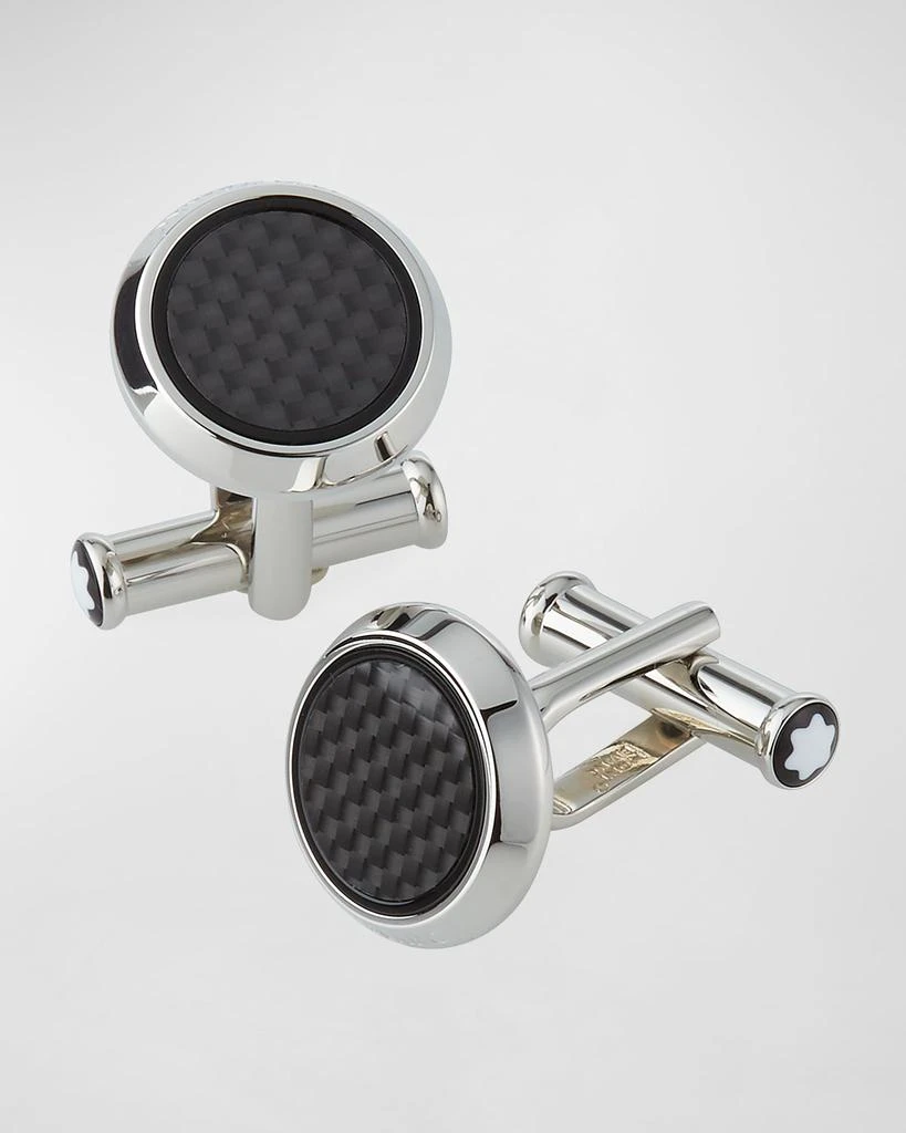 MontBlanc Men's Round Carbon Fiber Cufflinks 1