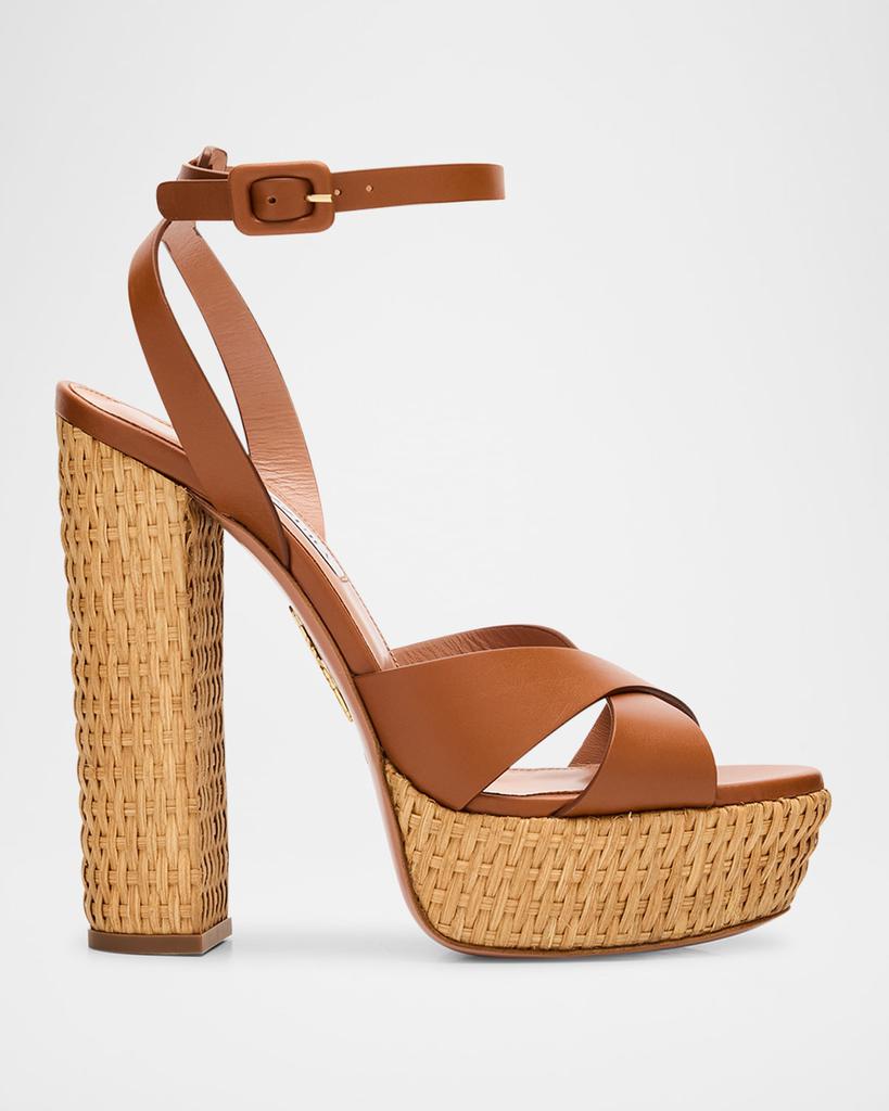 Sunseeker Wicker and Leather Block-Heel Sandals – On Sale Now with