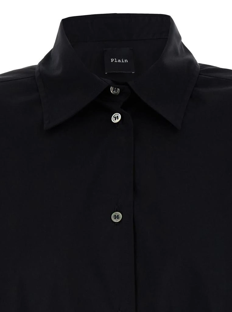 Plain Oversized Black Shirt In Cotton Woman 3
