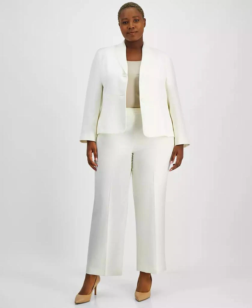 Formal Macy's White Pantsuit Plus Size Shawl-Collar Pant Suit