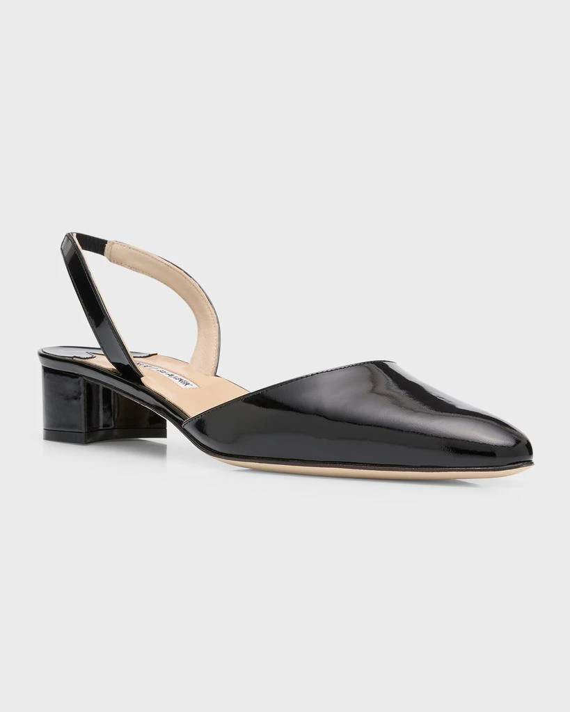 Manolo Blahnik Aspro Leather Slingback Ballerina Pumps 3