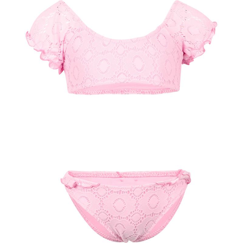 BANANA MOON Perforated ruffled bikini in pink