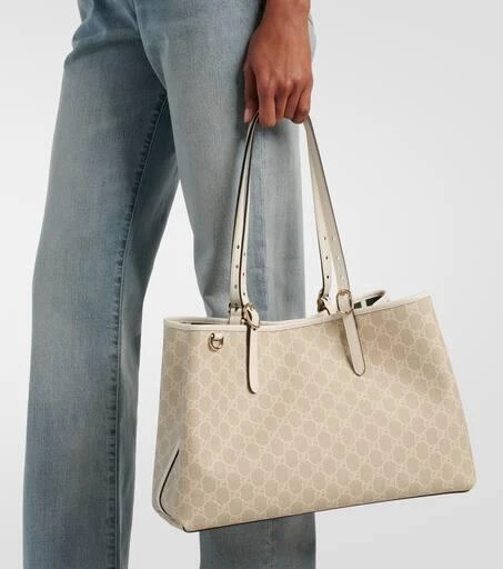 Gucci GG Emblem Medium leather-trimmed tote bag 7