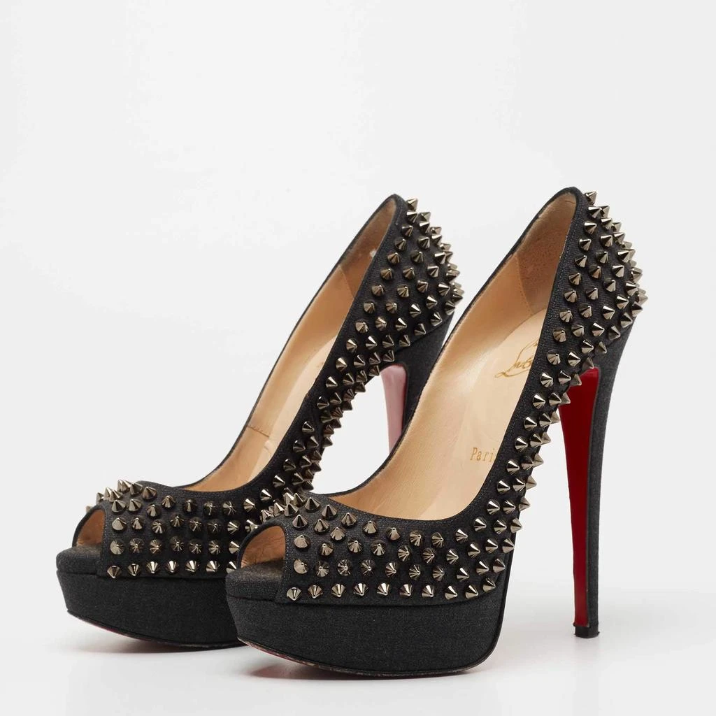 Christian Louboutin Christian Louboutin Dark Grey Denim Lady Peep Spikes Pumps Size 37 2