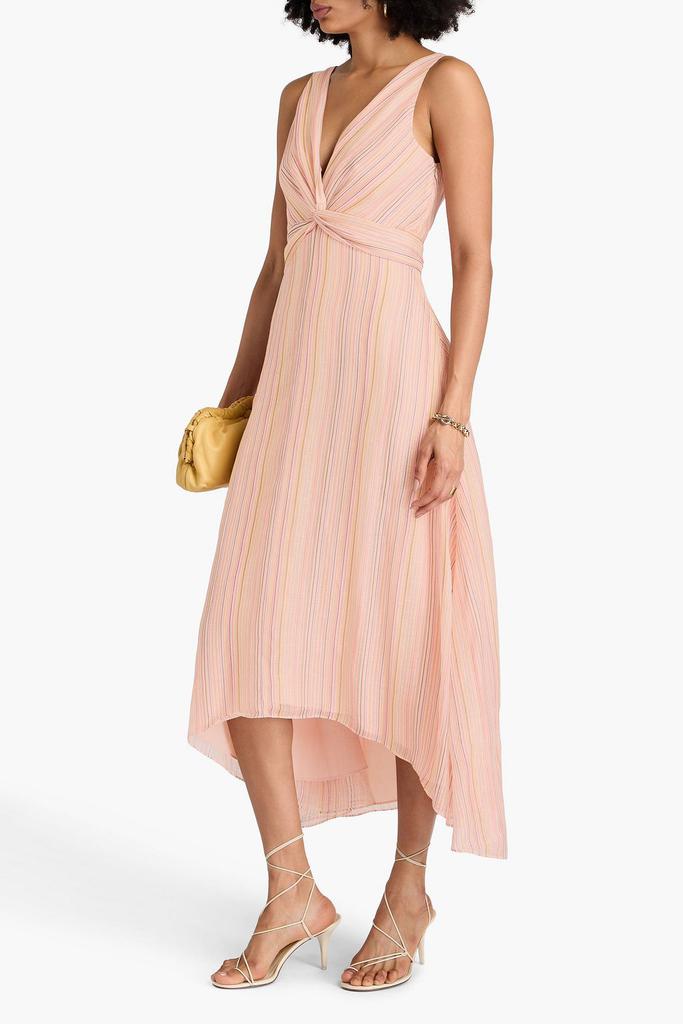 Derek Lam Anna twisted striped linen and silk-blend gauze midi dress