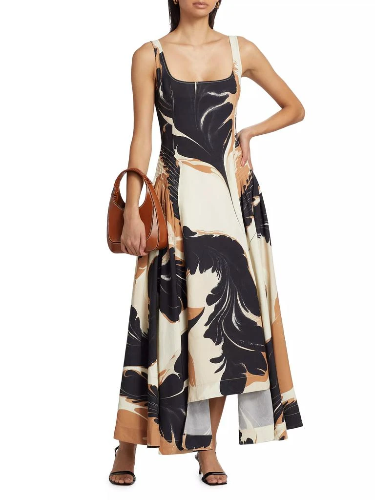 SIMKHAI Paola Linen-Blend Abstract Maxi-Dress 2