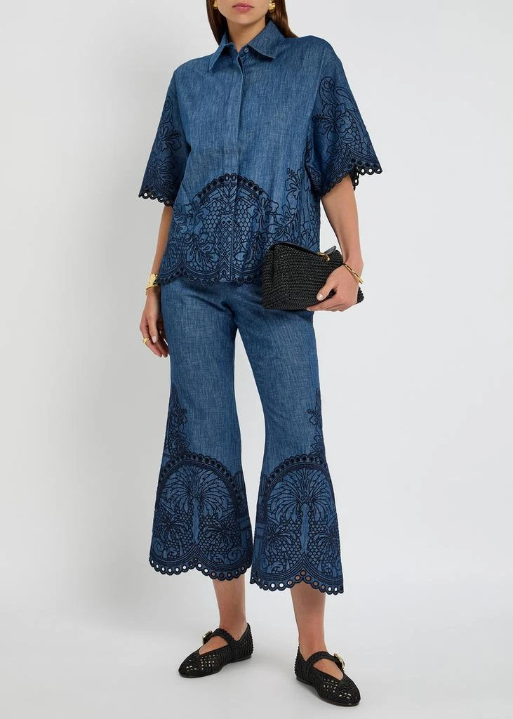 Zimmermann Coco embroidered chambray trousers 4