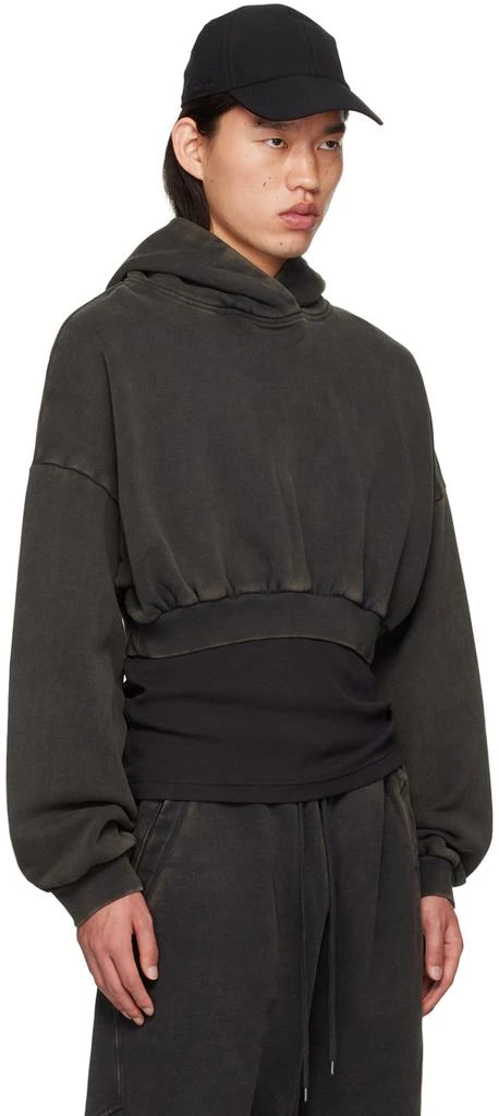Entire Studios Black Cropped Heavy Hoodie - Hoodies - BeyondStyle