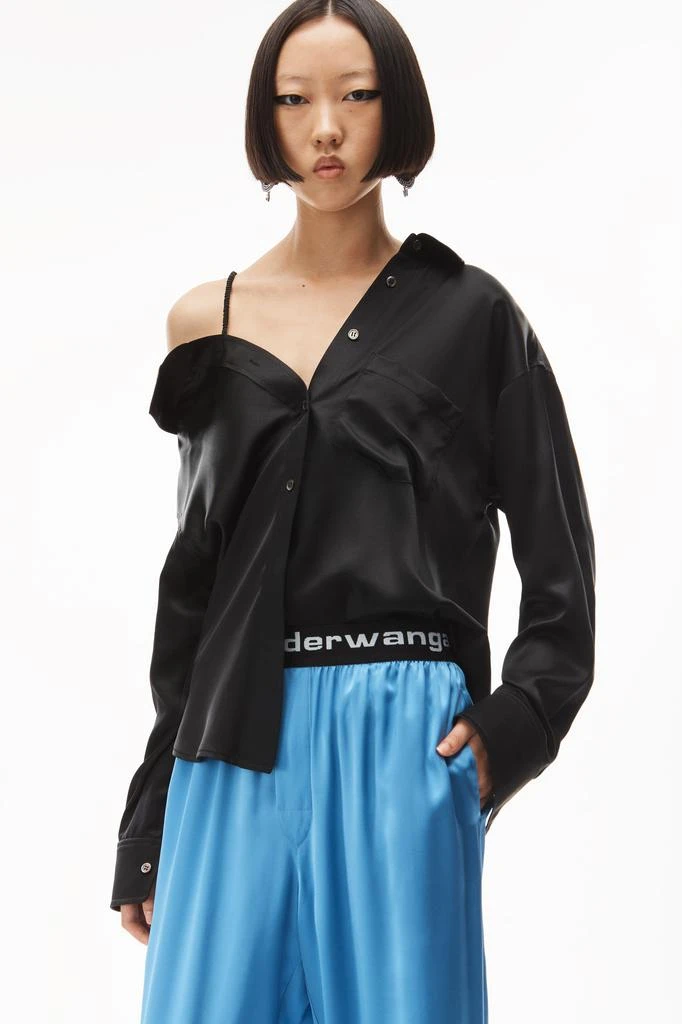 Alexander Wang LOGO ELASTIC PANT IN SILK CHARMEUSE 6