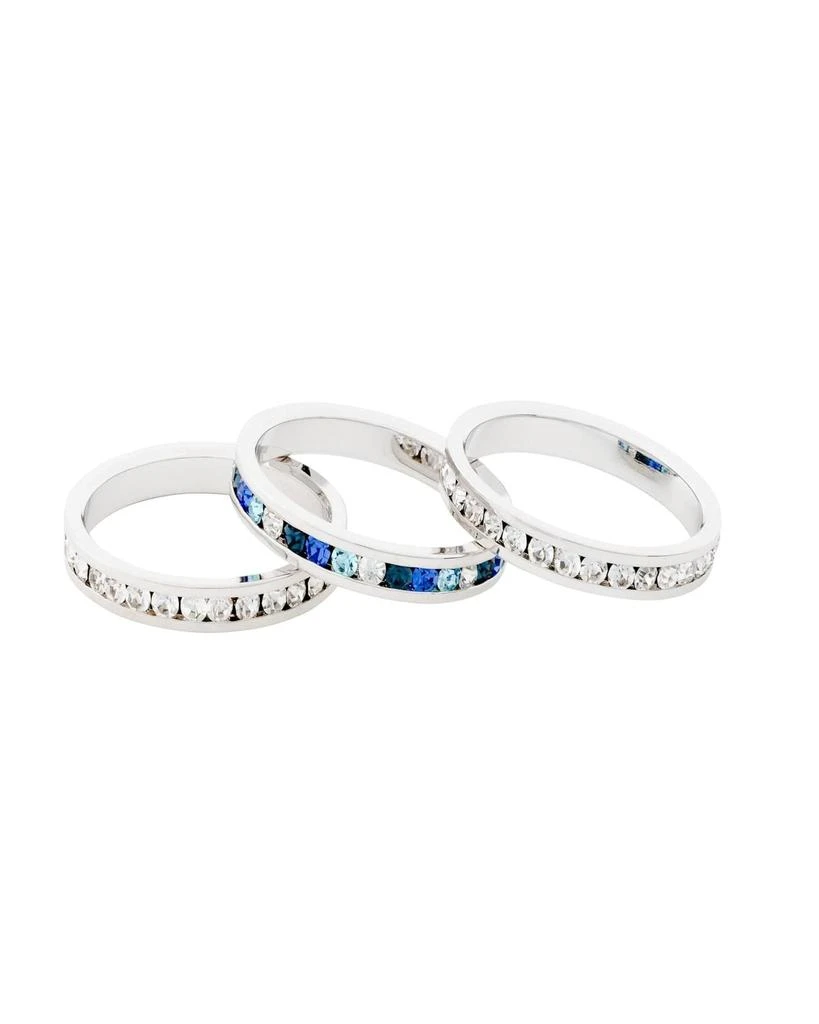 Traditions Jewelry Company Sterling Silver Multi-Tonal Crystal Eternity Ring 3 Piece Set 2