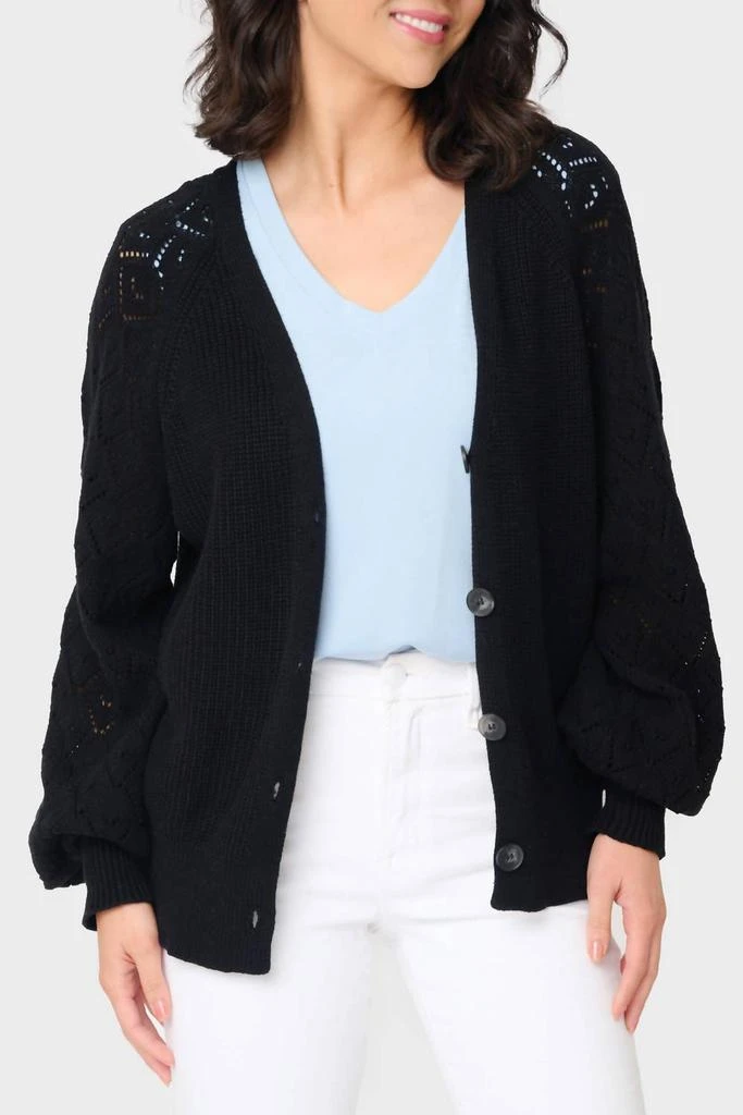 Gibsonlook Gigi Diamond Stitch Crochet Cardigan In Black