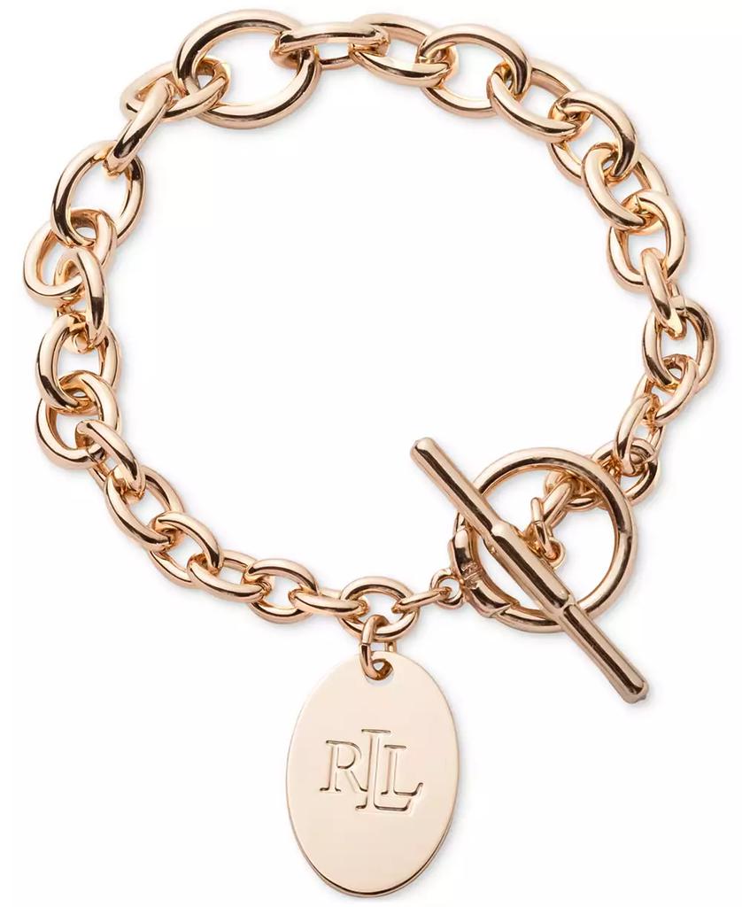 ブレスレット Lauren Ralph Lauren Logo Charm Chain Link Toggle Bracelet Lauren Ralph Lauren Silver-Tone Logo Charm Chain Link Toggle