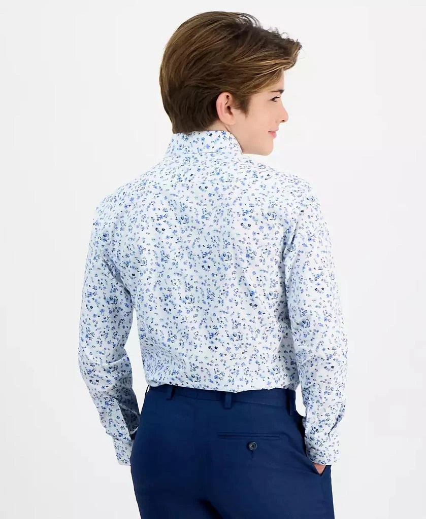 Michael Kors Big Boys Floral-Print Stretch Classic-Fit Dress Shirt 2