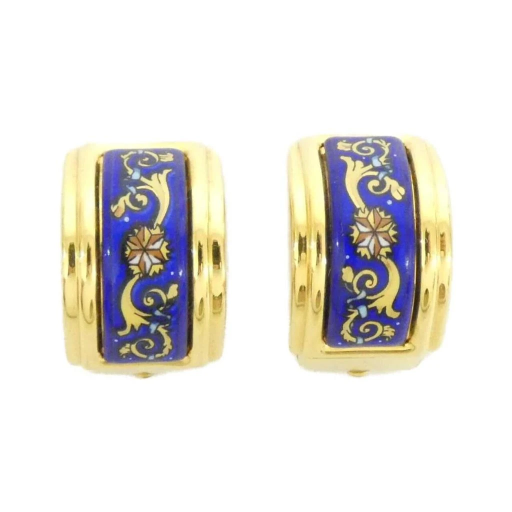 Hermes gold blue Palladium Clip Earrings (Pre-Owned)