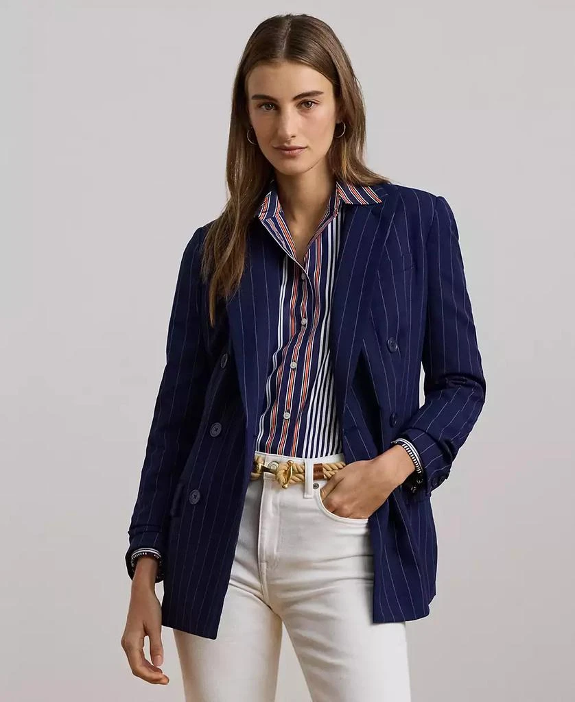 Ralph Lauren Women's Pinstripe Double-Breasted Twill Blazer 1