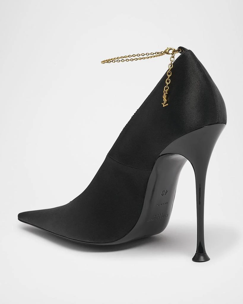 Yves Saint Laurent Satin YSL Ankle-Chain Pumps 4