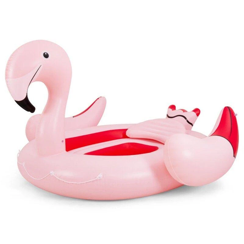 Nibiita 6 People Inflatable Flamingo Floating Island with 6 Cup Holders for Pool and River 4