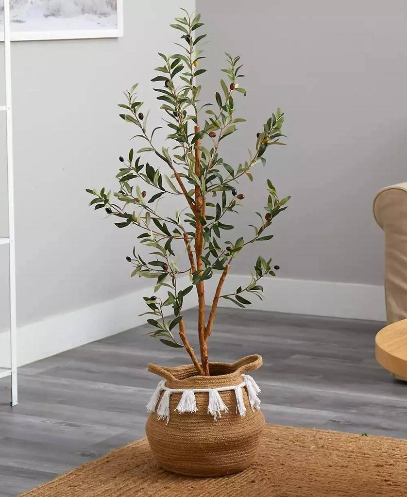 NEARLY NATURAL 42" Artificial Olive Tree with Handmade Jute Cotton Basket with Tassels 2