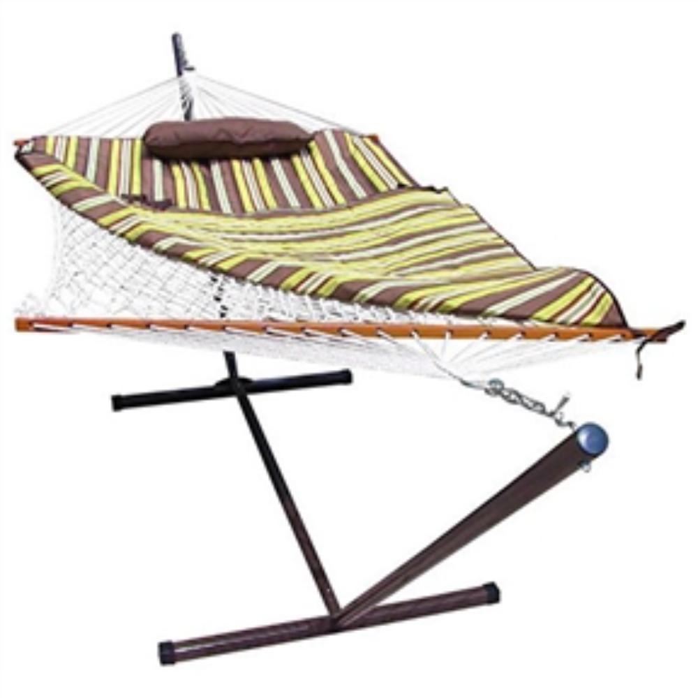 Hivvago Rope Hammock Set with Stand Pad and Pillow 55 x 144-inch - Desert Stripe