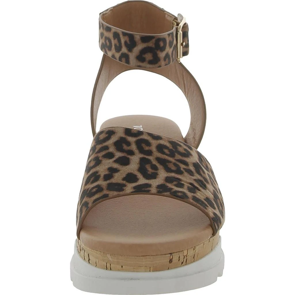 Top Moda Tobias 8 Womens Faux Suede Leopard Print Wedge Sandals 2
