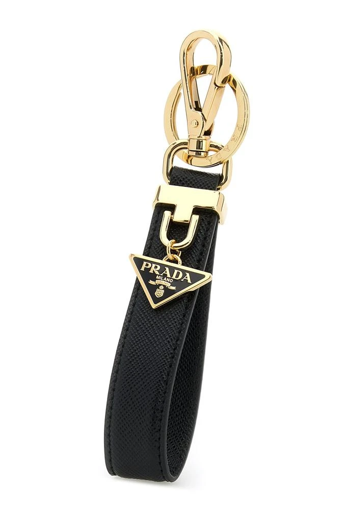 Prada Black leather key ring 2