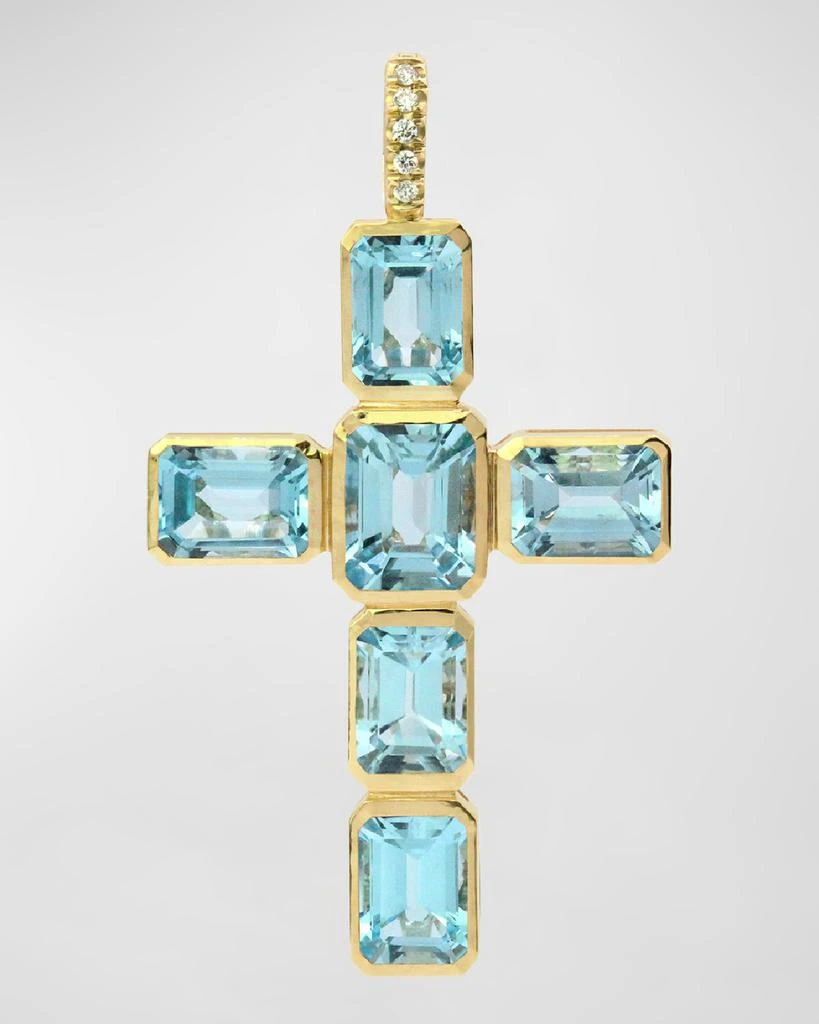 Stevie Wren 18K Yellow Gold Celeste Topaz Cross Pendant 1