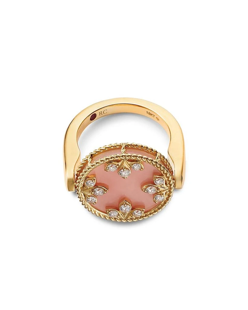 Roberto Coin 18K Yellow Gold Diamond, Pink Opal 
Mother of Pearl Venetian Princess Medallion Reversible Ring 3