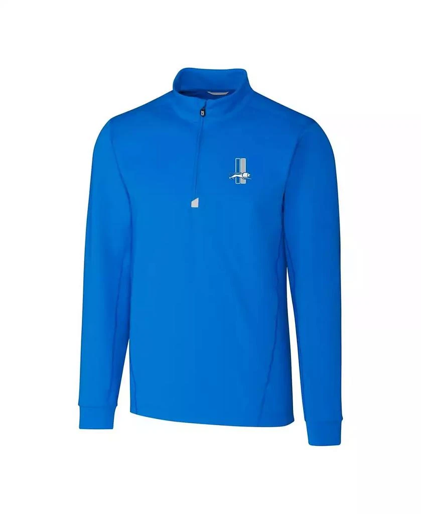 Cutter & Buck Men's Blue Detroit Lions Throwback Logo Traverse Stretch Quarter-Zip Pullover Top 3
